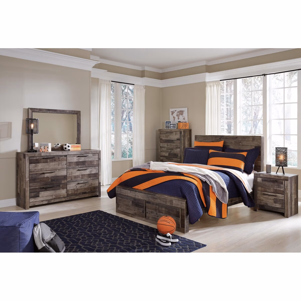 Derekson Full Panel Bed with 2 Storage Drawers - Image 6