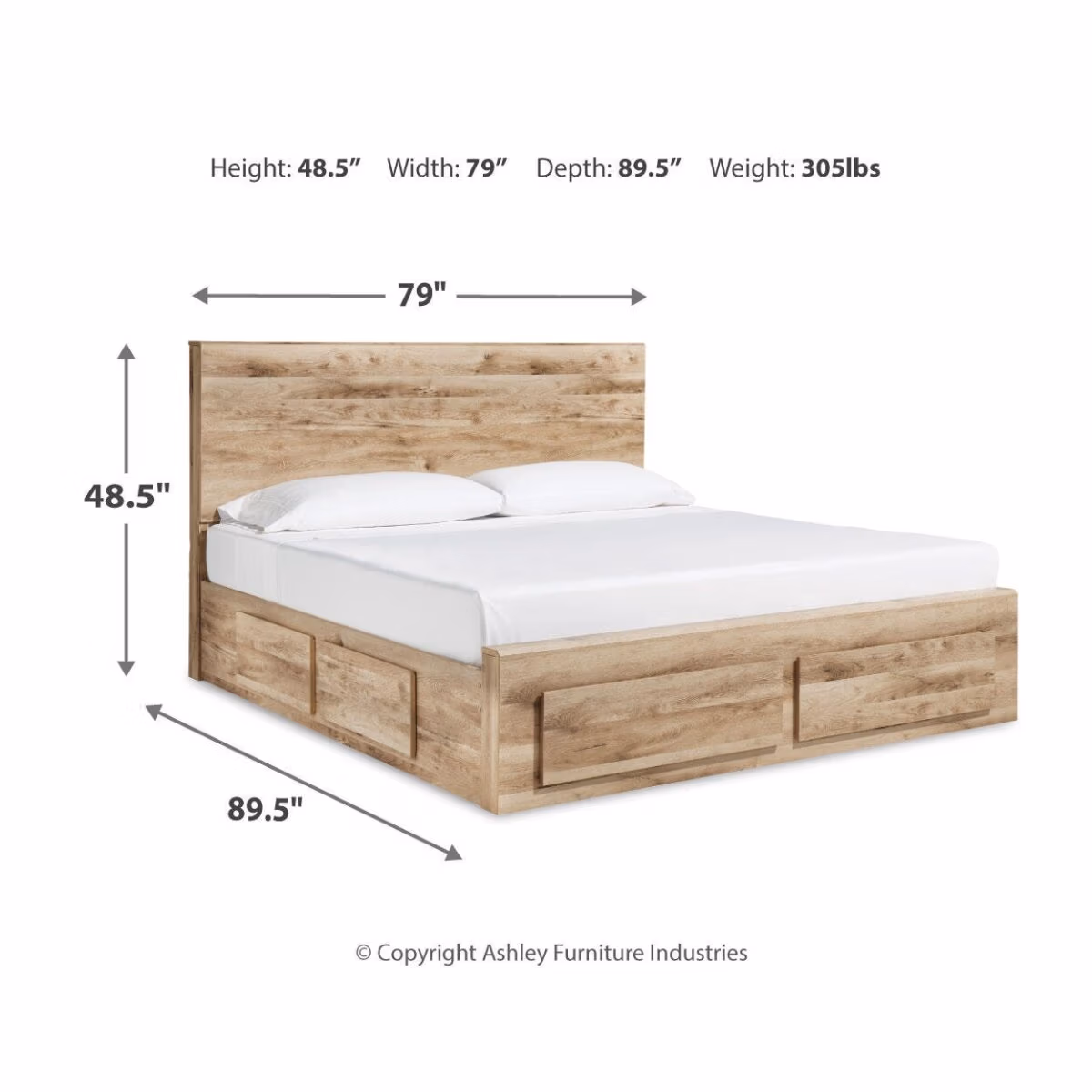 Hyanna King Panel Storage Bed with 1 Side Storage, Dresser and Mirror - Image 9