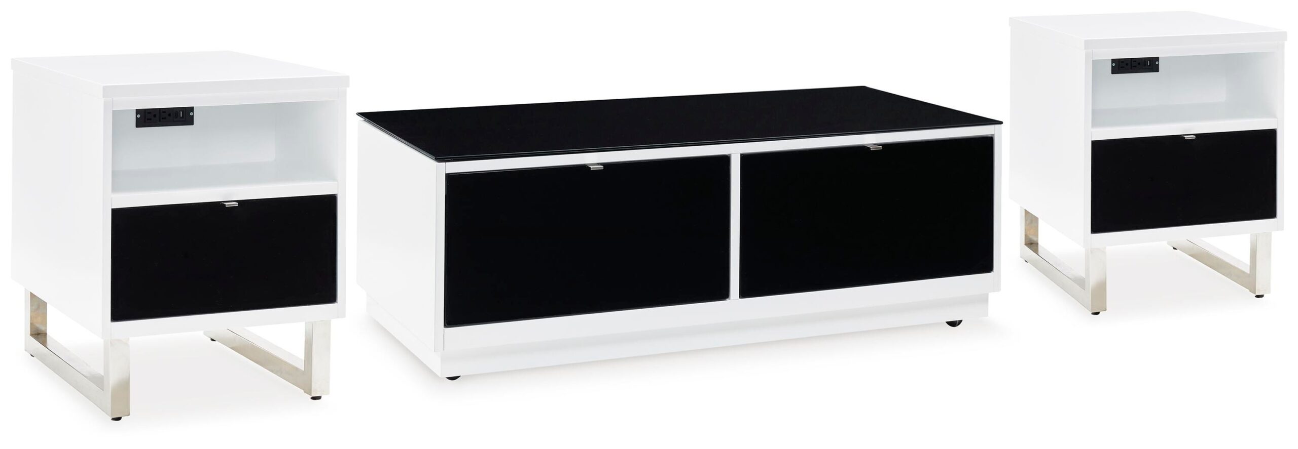 4c6d4576e2b0c8e0a5632f5f6dfec689 Gardoni Coffee Table and 2 Chairside End Tables - Image 1