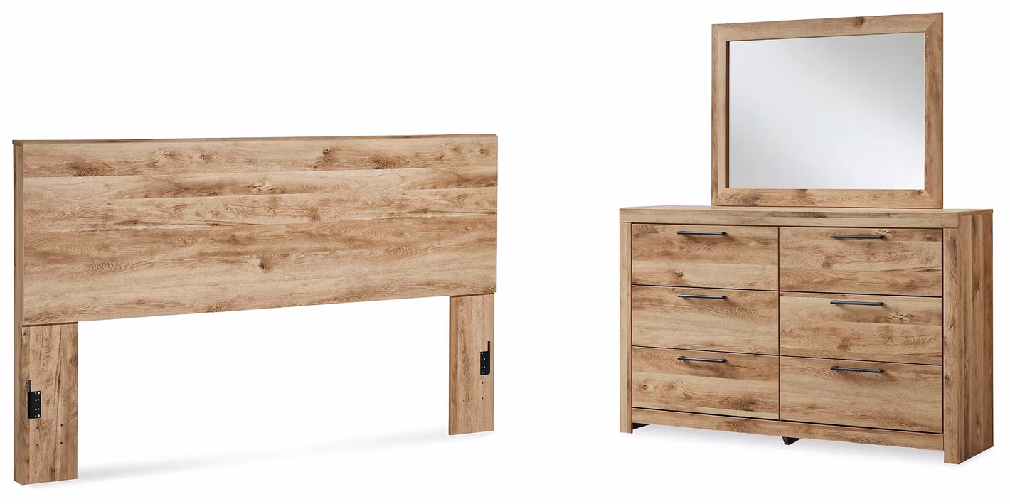 56d14eba9121658942a21e70d3f66366 Hyanna King Panel Headboard, Dresser and Mirror - Image 1