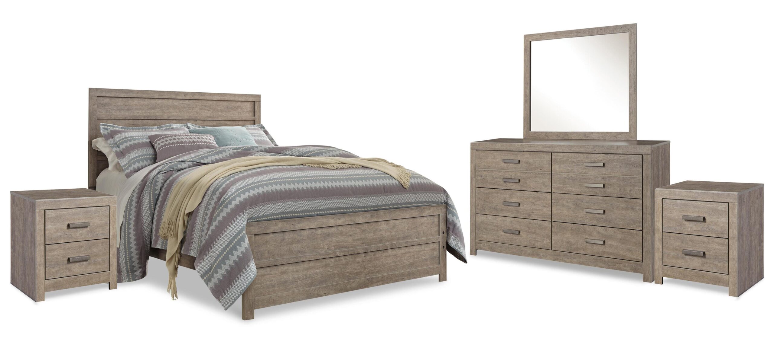 Culverbach Queen Bed with Mirrored Dresser and 2 Nightstand