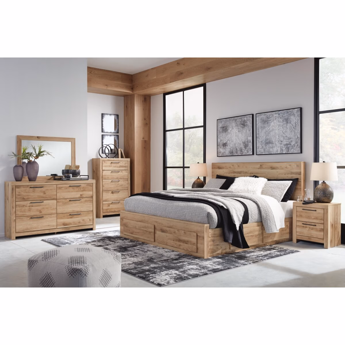 Hyanna Queen Panel Storage Bed with 2 Side Storage, Dresser and Mirror - Image 11