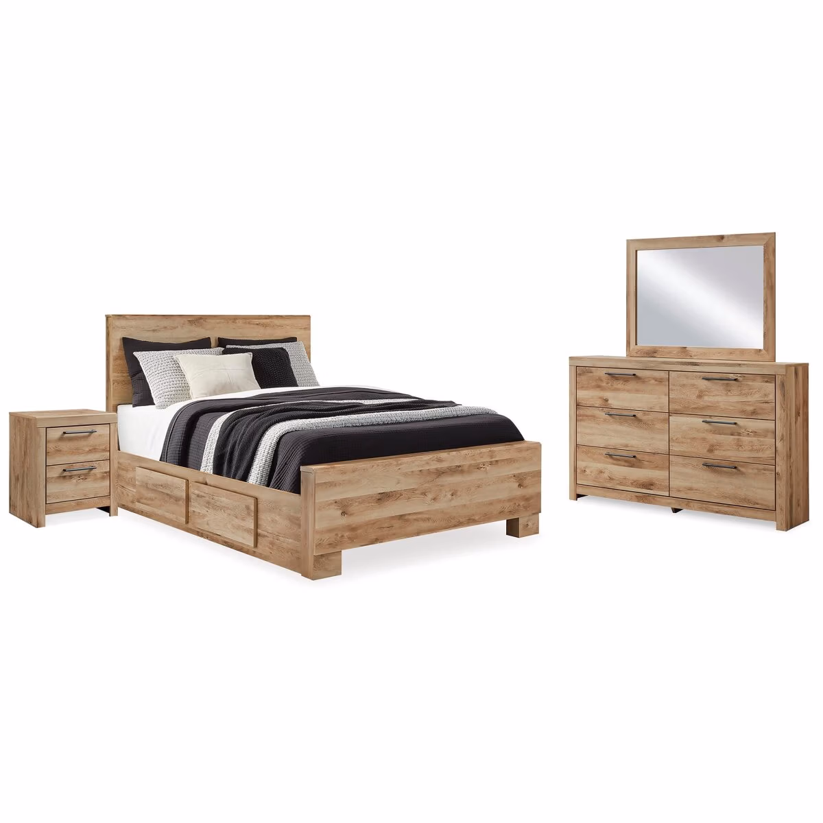 Hyanna Queen Panel Bed with Storage, Dresser, Mirror and Nightstand - Image 2