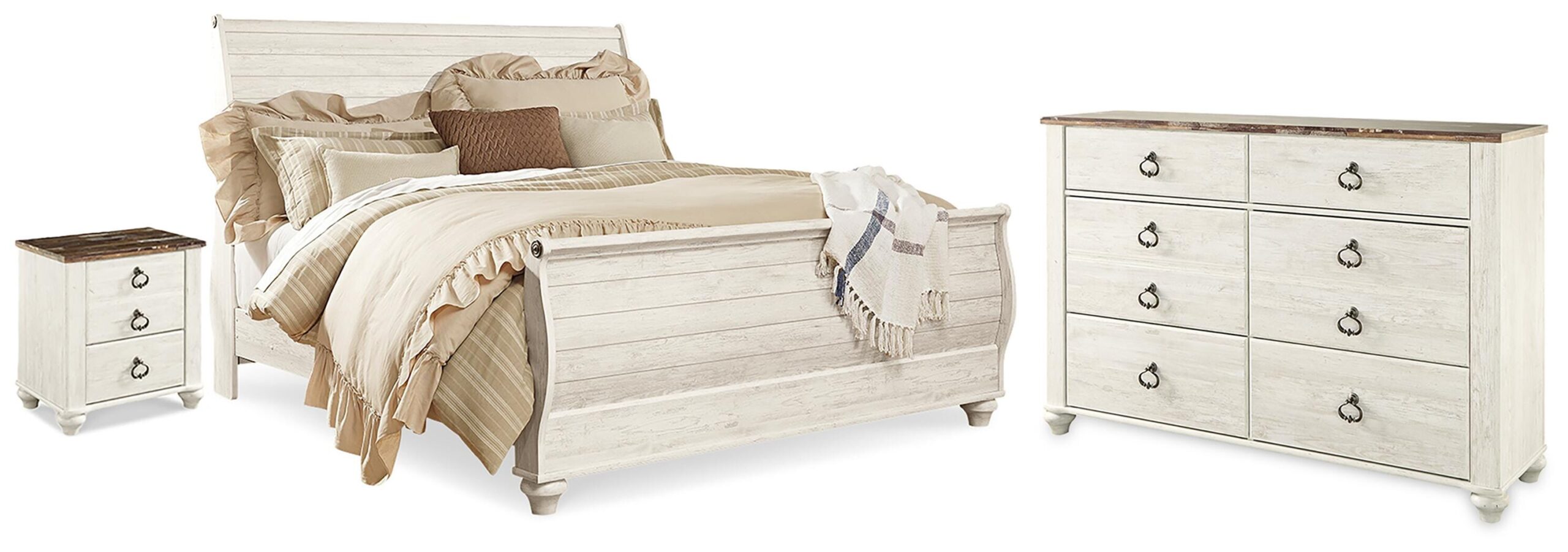 Willowton King Sleigh Bed, Dresser and Nightstand