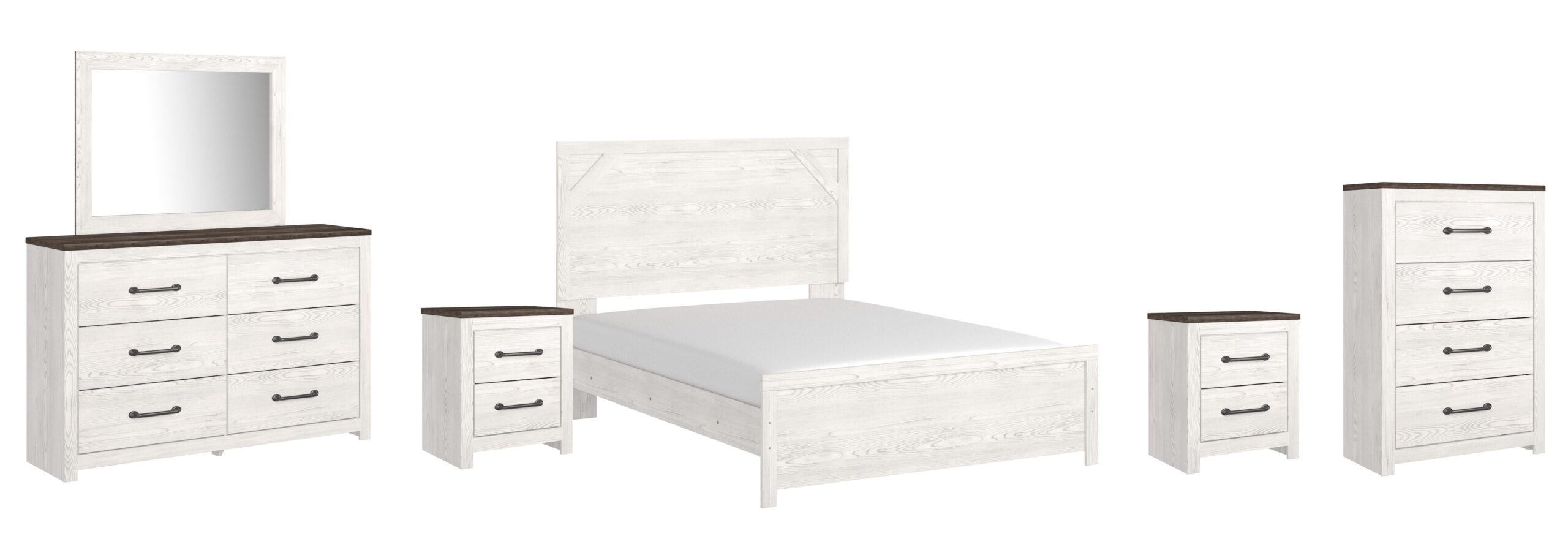 Gerridan Queen Panel Bed with Dresser and Mirror, Chest and 2 Nightstands