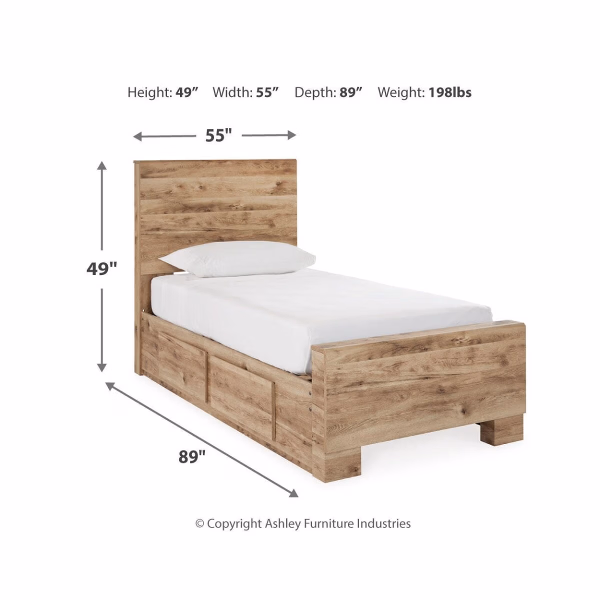 Hyanna Twin Panel Bed with 1 Side Storage, Dresser and Mirror - Image 9