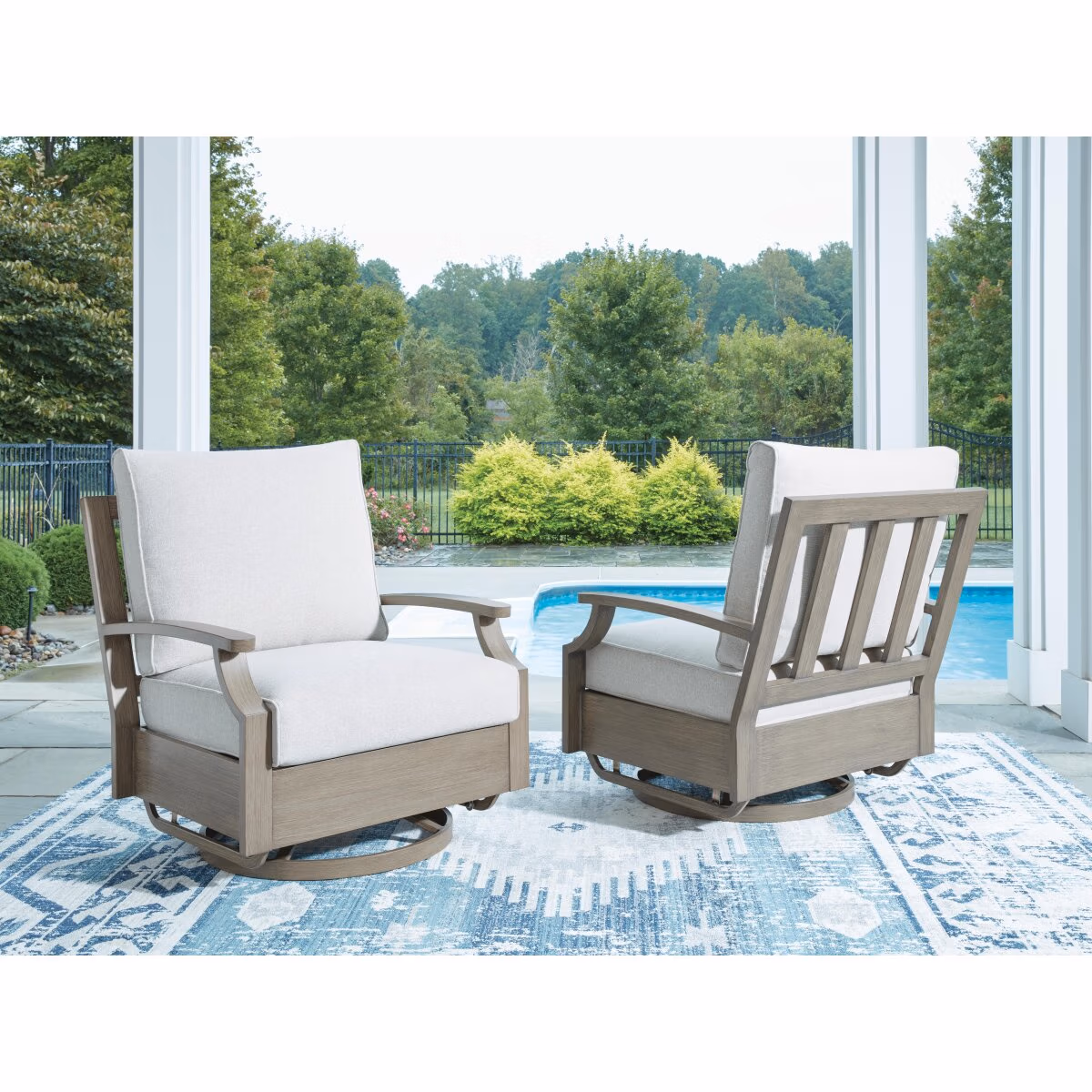 Rainier Ranch Outdoor Swivel Glider Chair with Cushion - Image 3